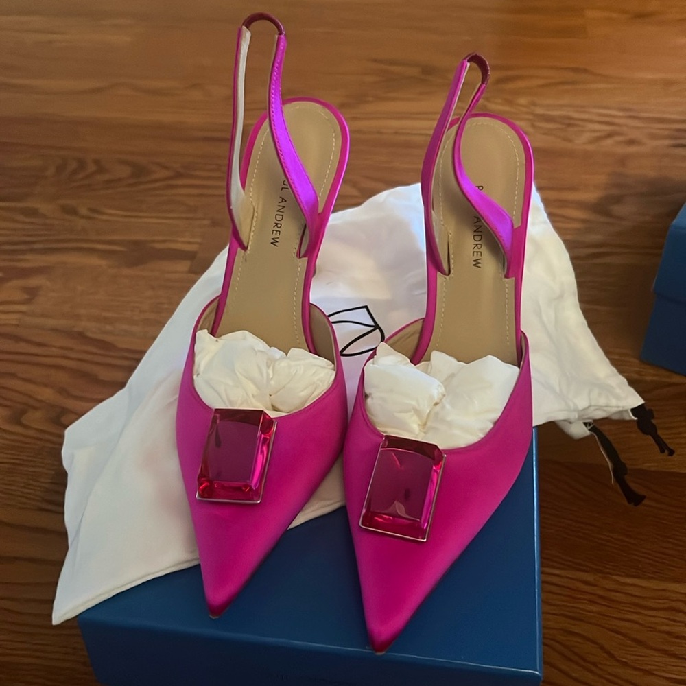 Paul Andrew Pointy Cube heels in fuchsia - 38.5 - w/box & dustbags - Picture 3 of 5